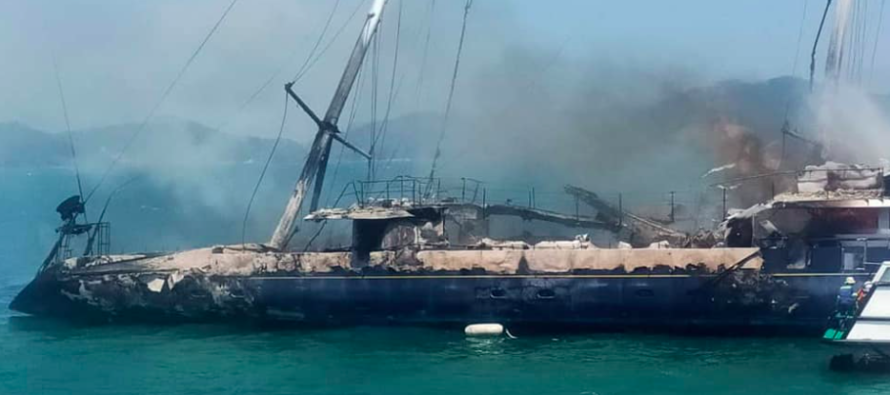 Enigma crew rescued from burning yacht