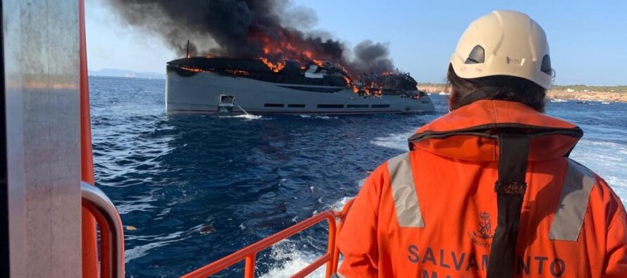 Newly delivered superyacht set ablaze